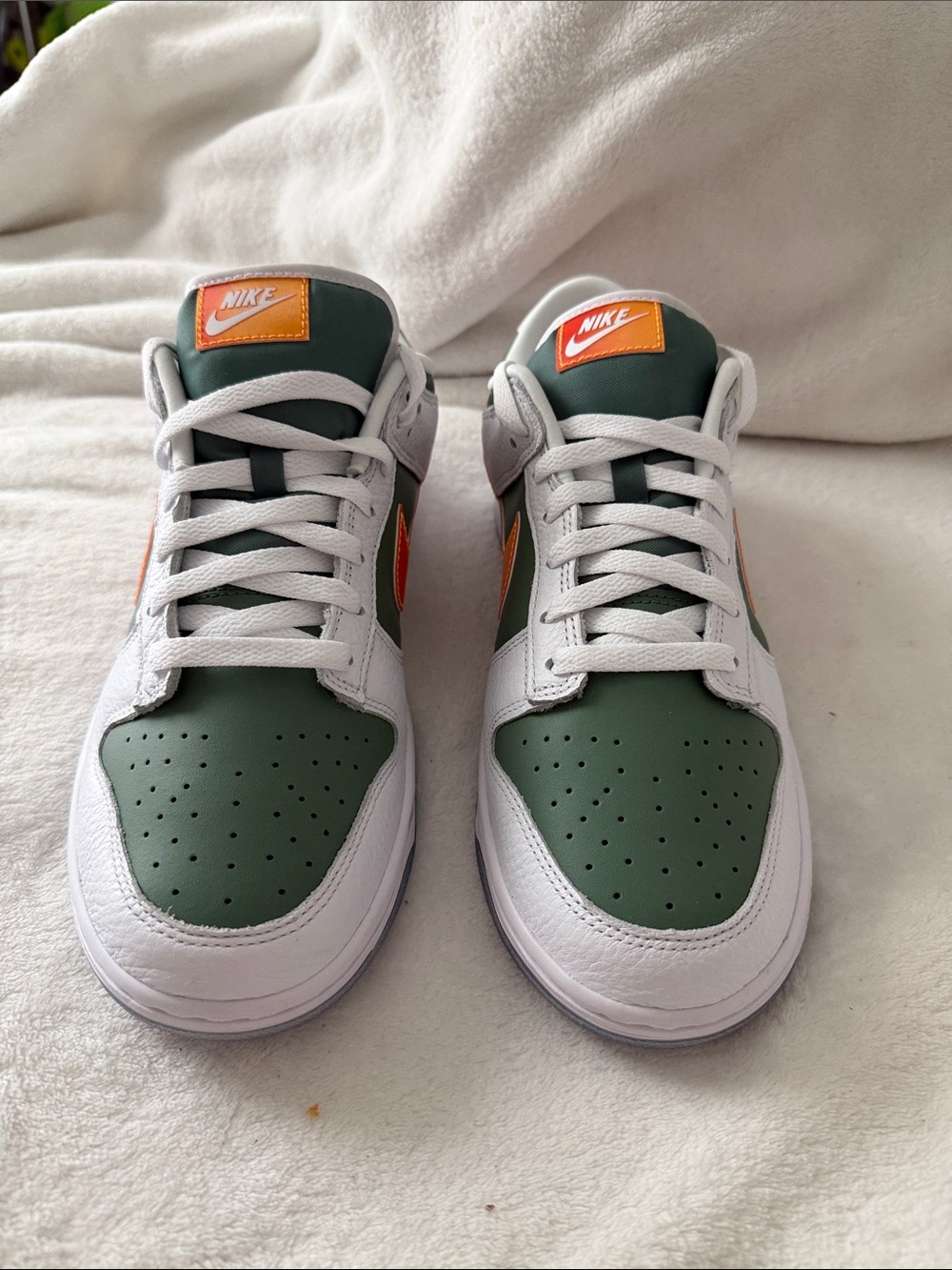 Nike Dunk Low Green White Orange Men's Breathable Athletic Sneakers